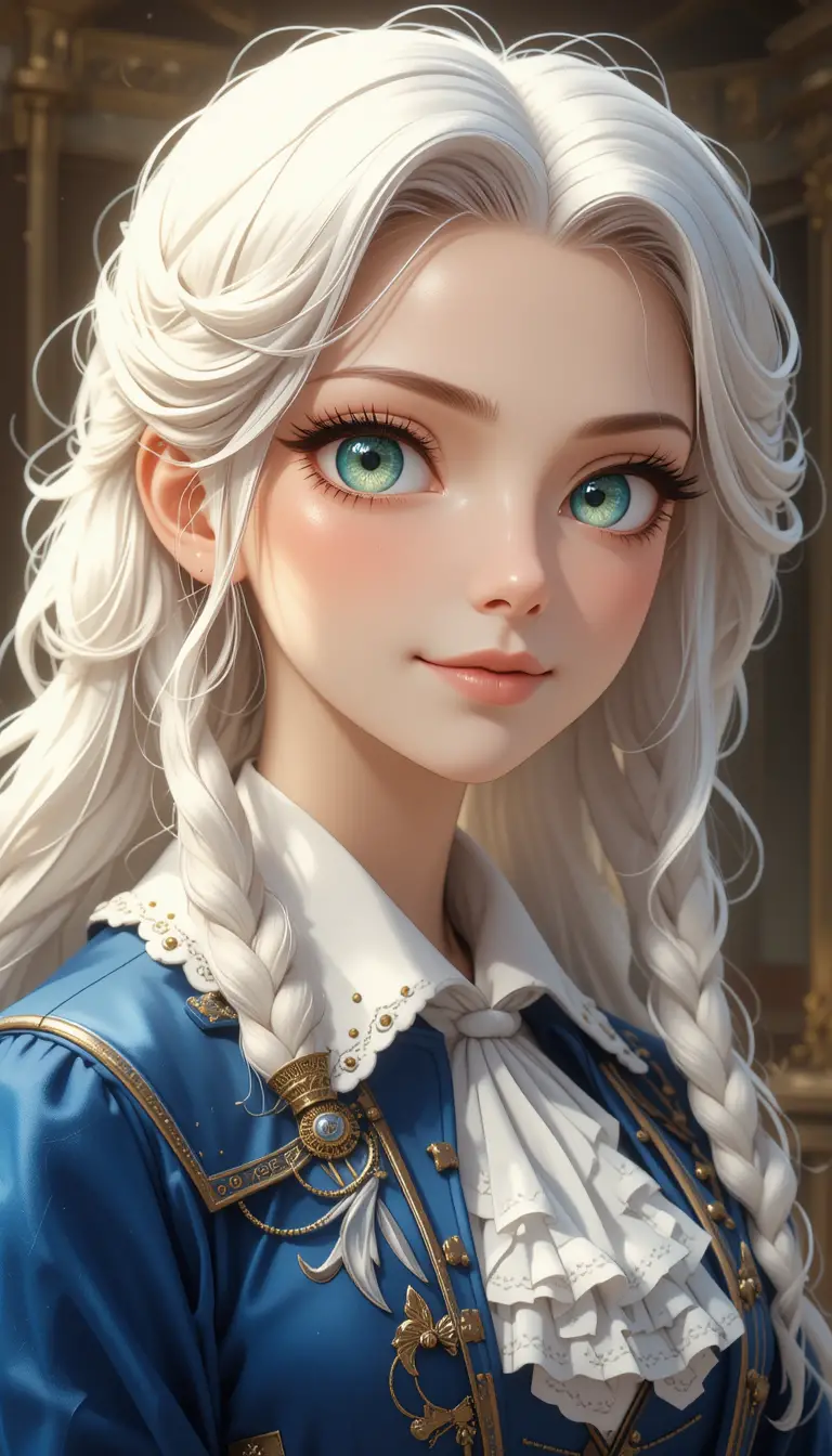 Anime girl inspired by Johannes Kepler in blue coat