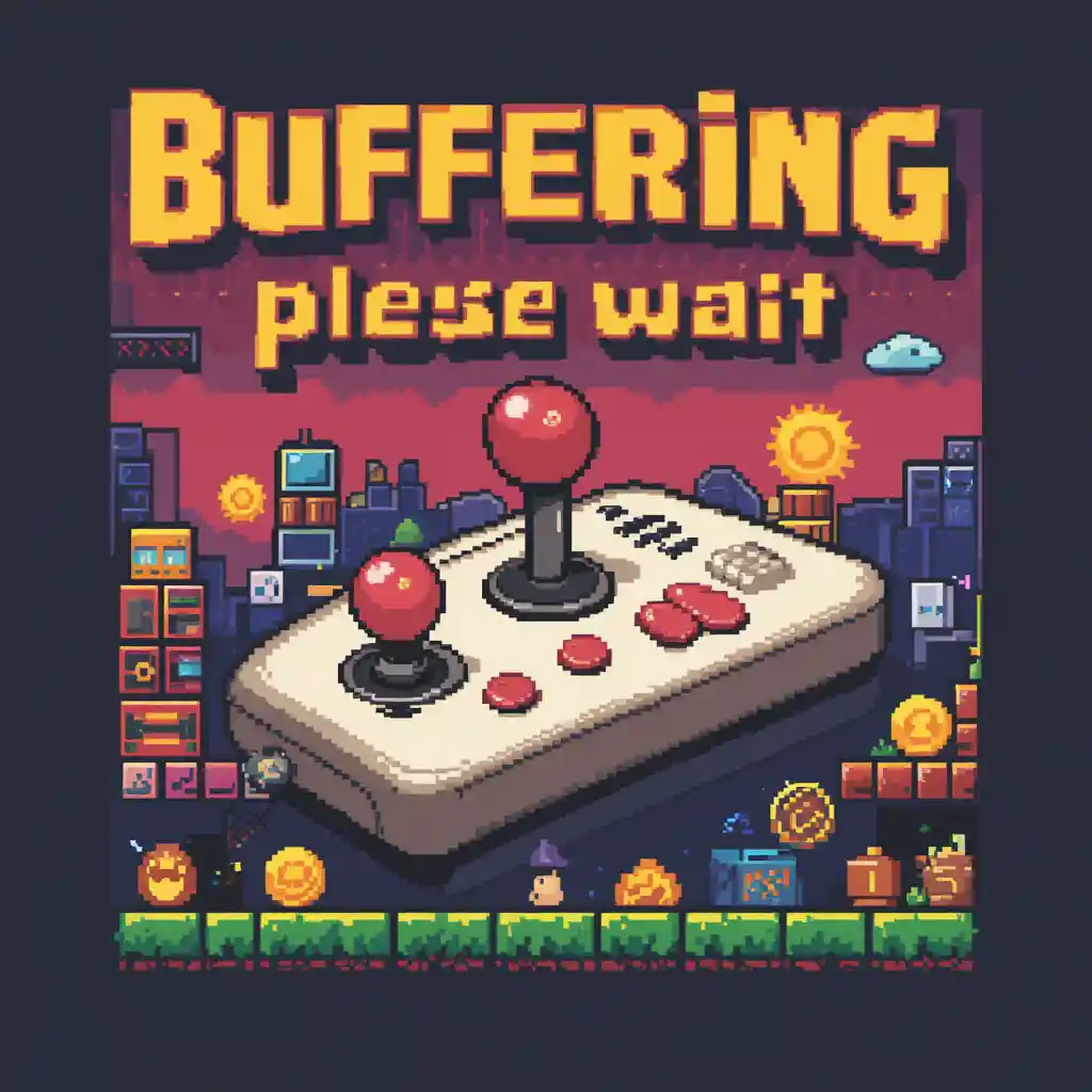 Retro pixel art joystick and classic game controller design
