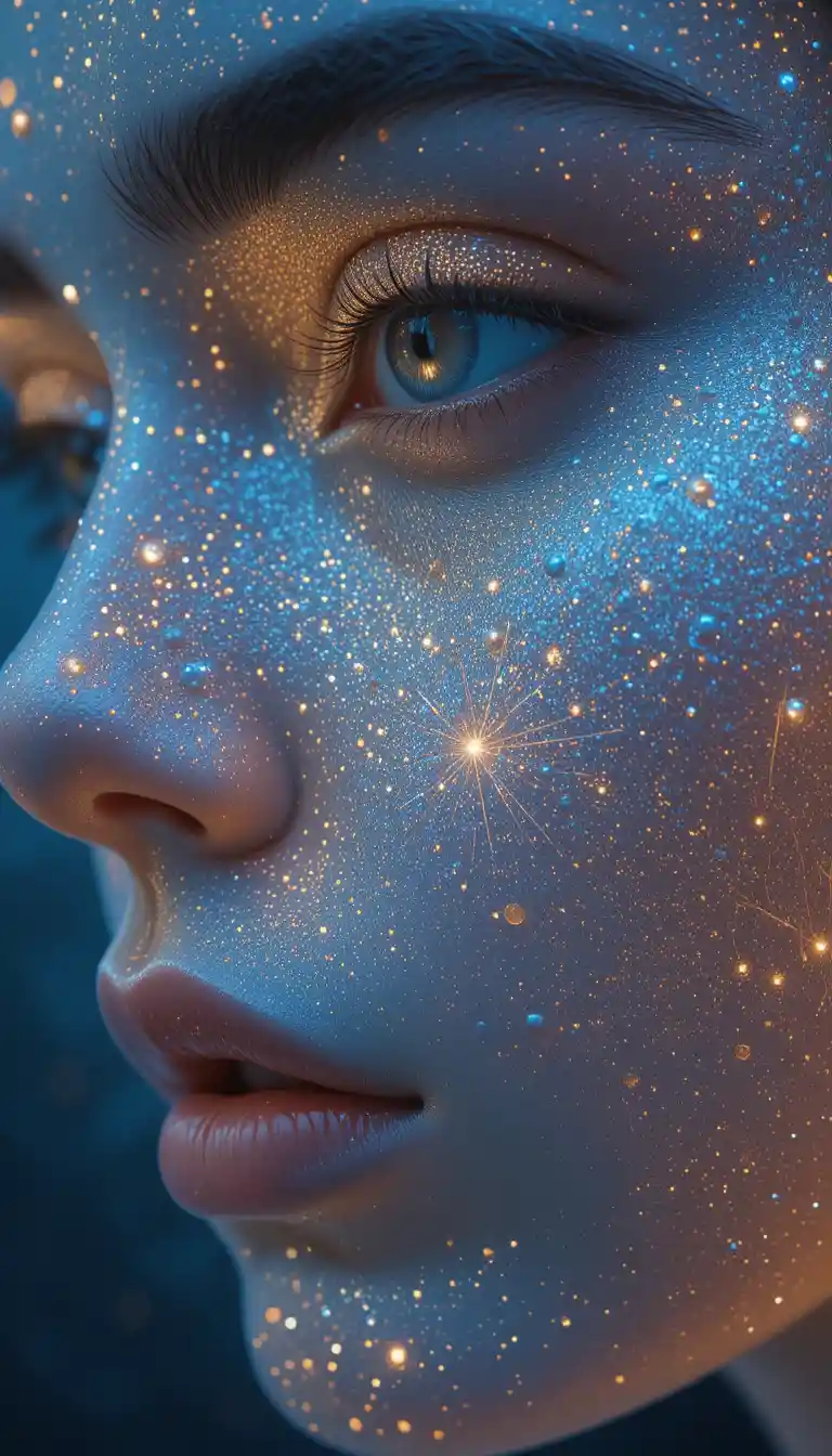 Close up portrait glowing with soft inner golden light