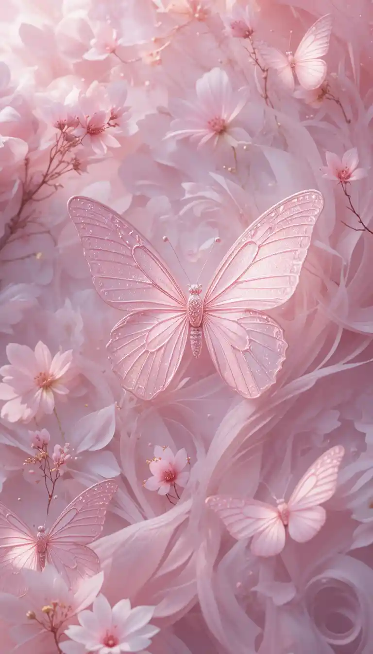 Elegant butterfly abstract background in soft pink tones