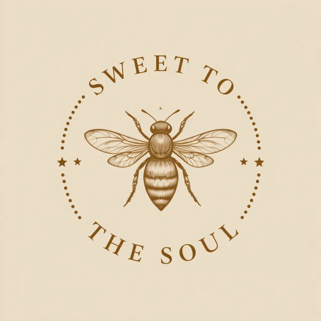 Minimalist bee logo in a circular frame design