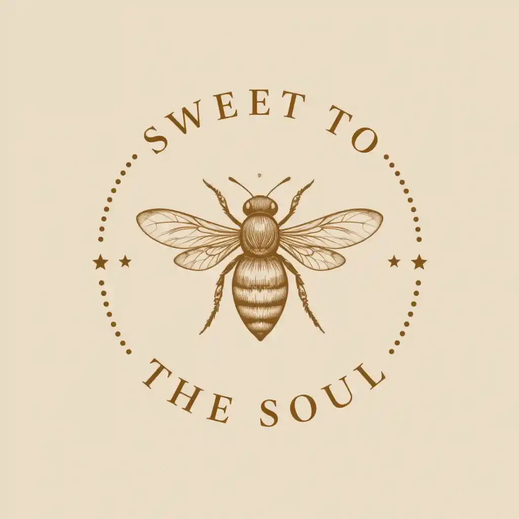Minimalist bee logo in a circular frame design