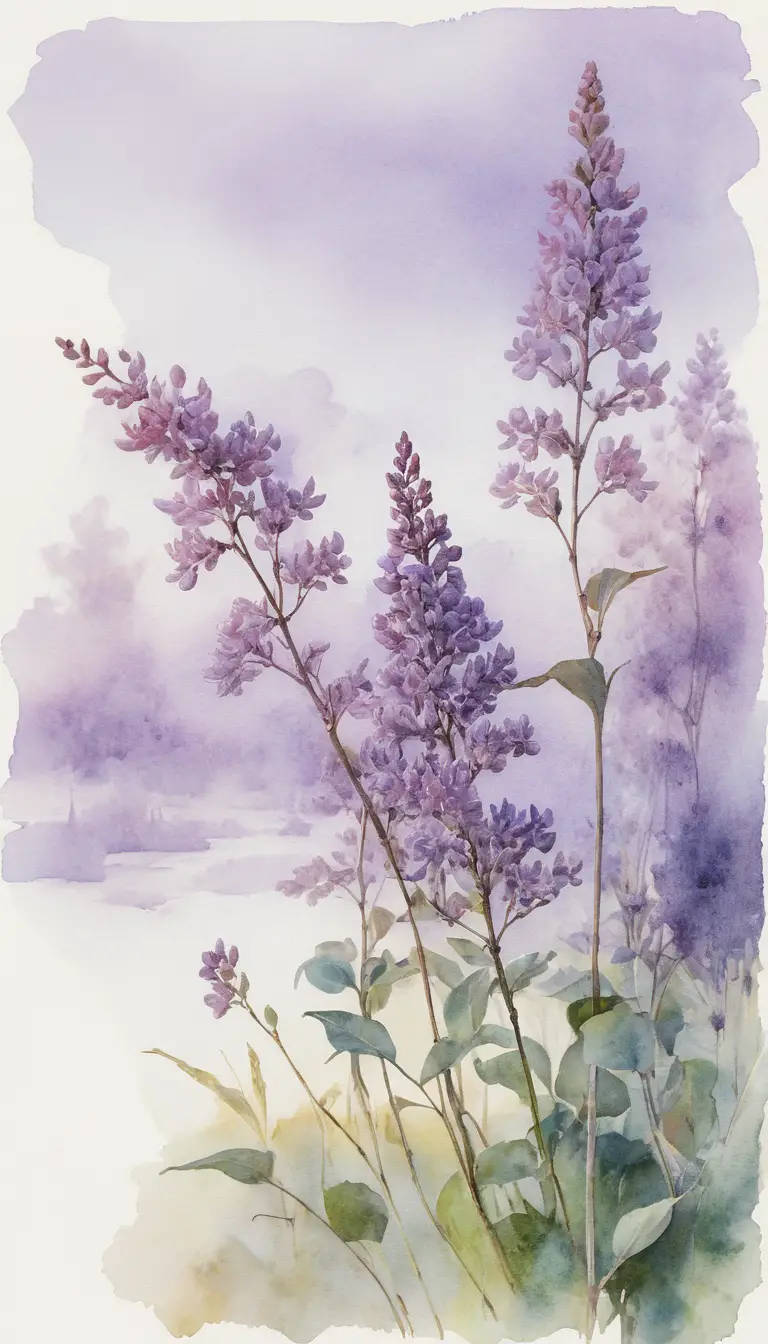 Träumerisches Aquarell im impressionistischen Stil auf hellem Pergament