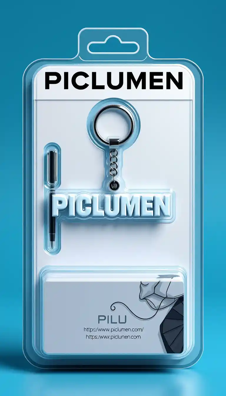 3d rendering of piclumen keychain in blister packaging