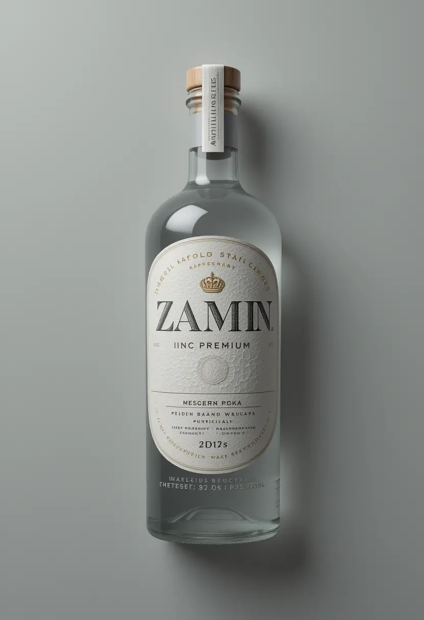Oval vodka label with modern minimalist hipster design