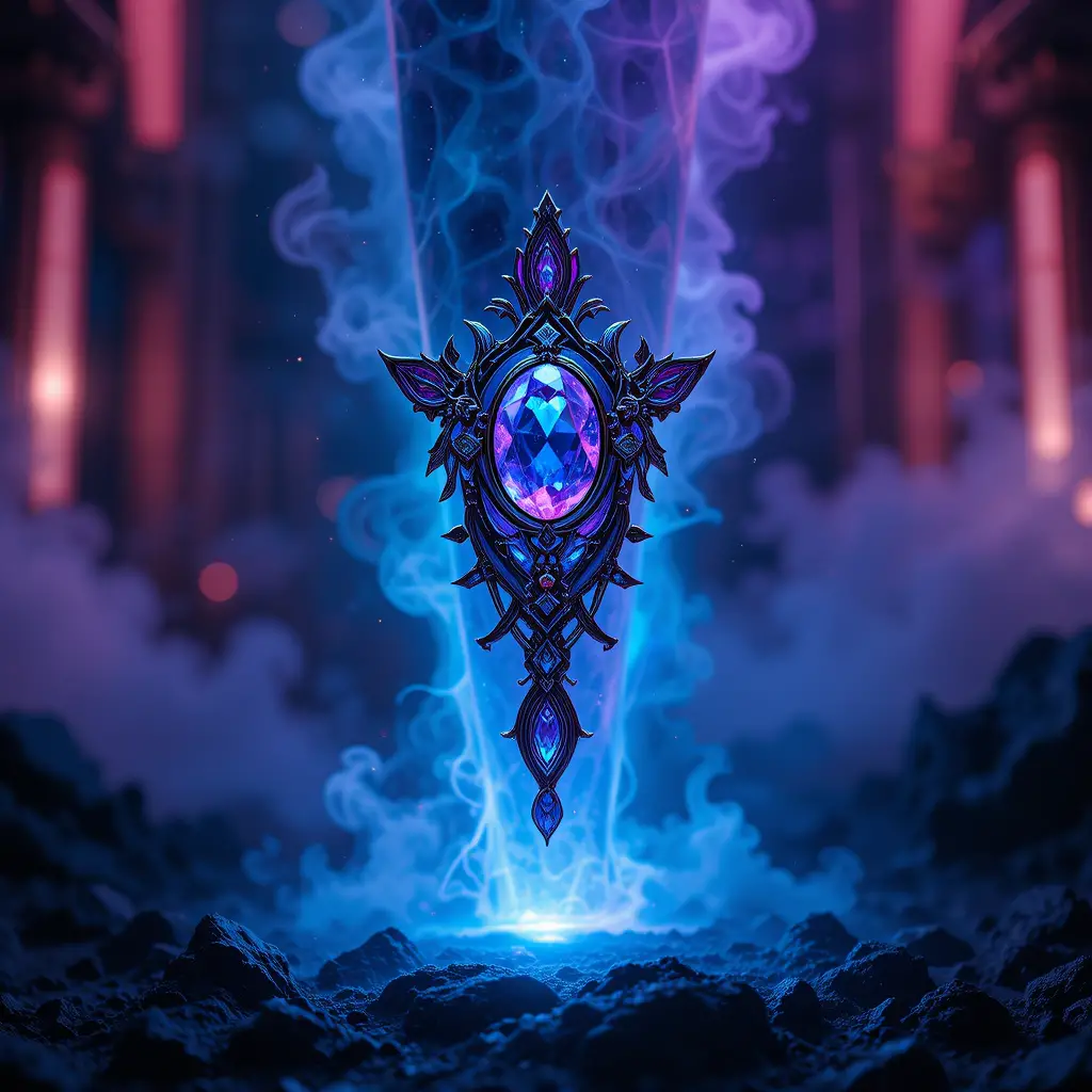Alien world jewelry design in glowing dreamlike light