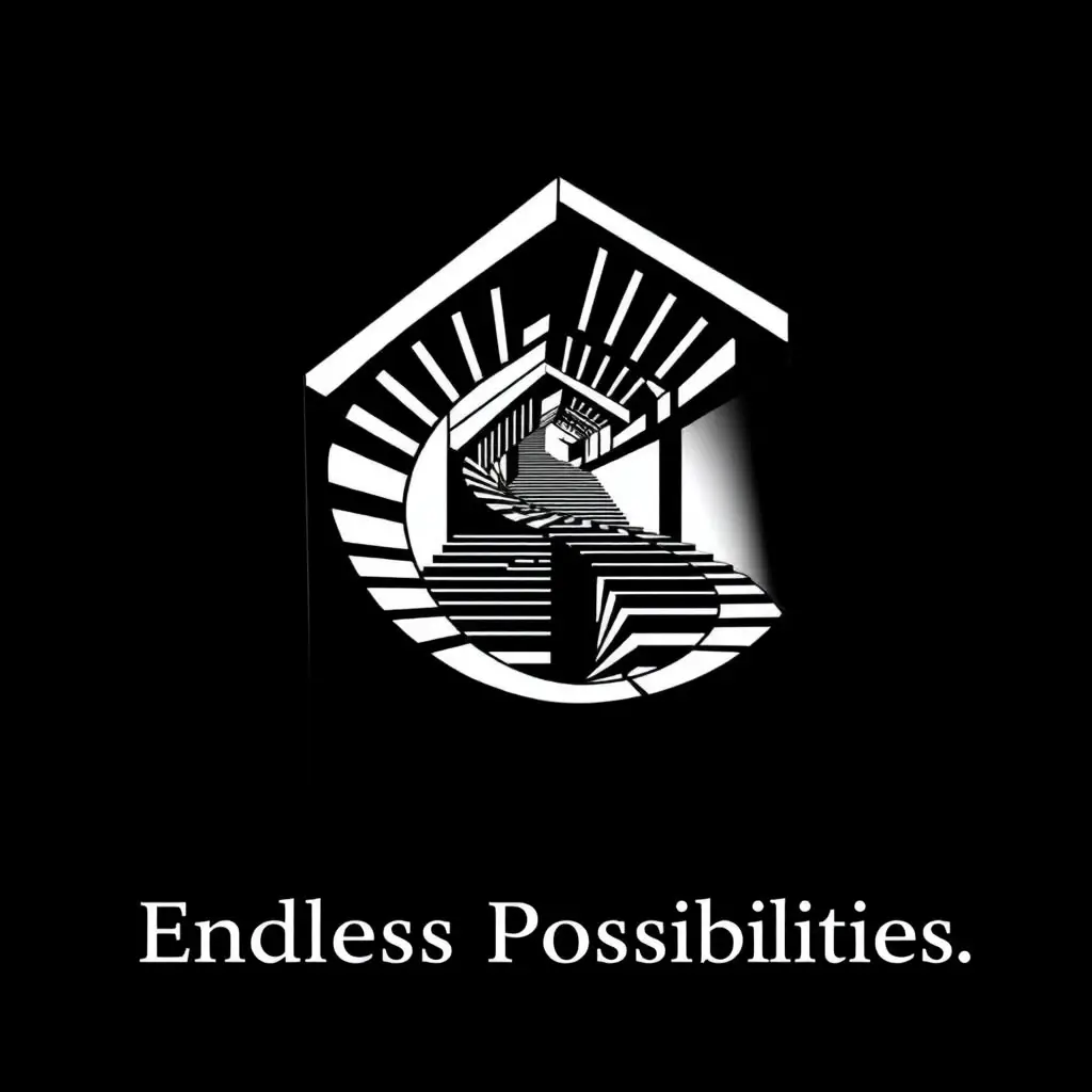 Escher style impossible staircase optical art t shirt design