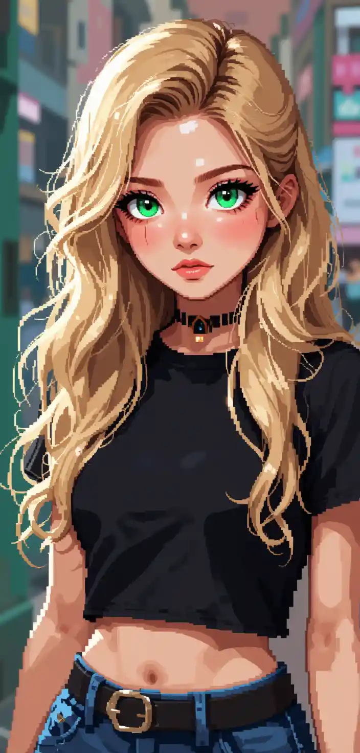 Vibrant young Latin girl with green eyes and wavy hair