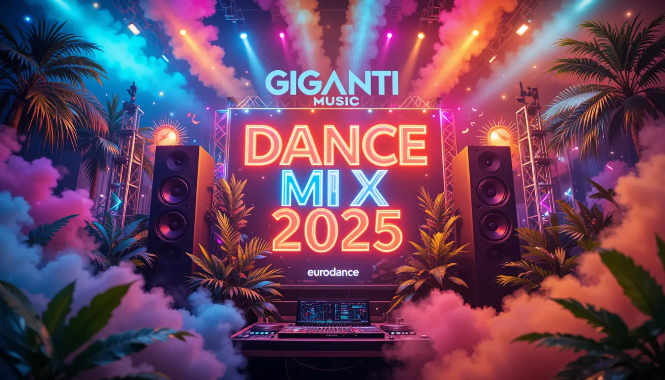 Colorful outdoor dj event poster with neon headphones