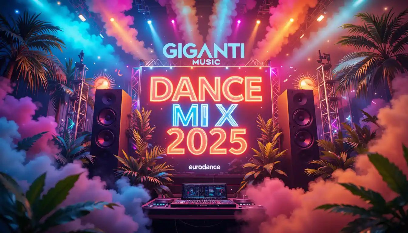 Colorful outdoor dj event poster with neon headphones