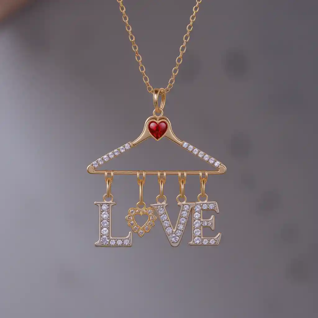 Collier délicat en or avec pendentif cœur et lettre d’amour
