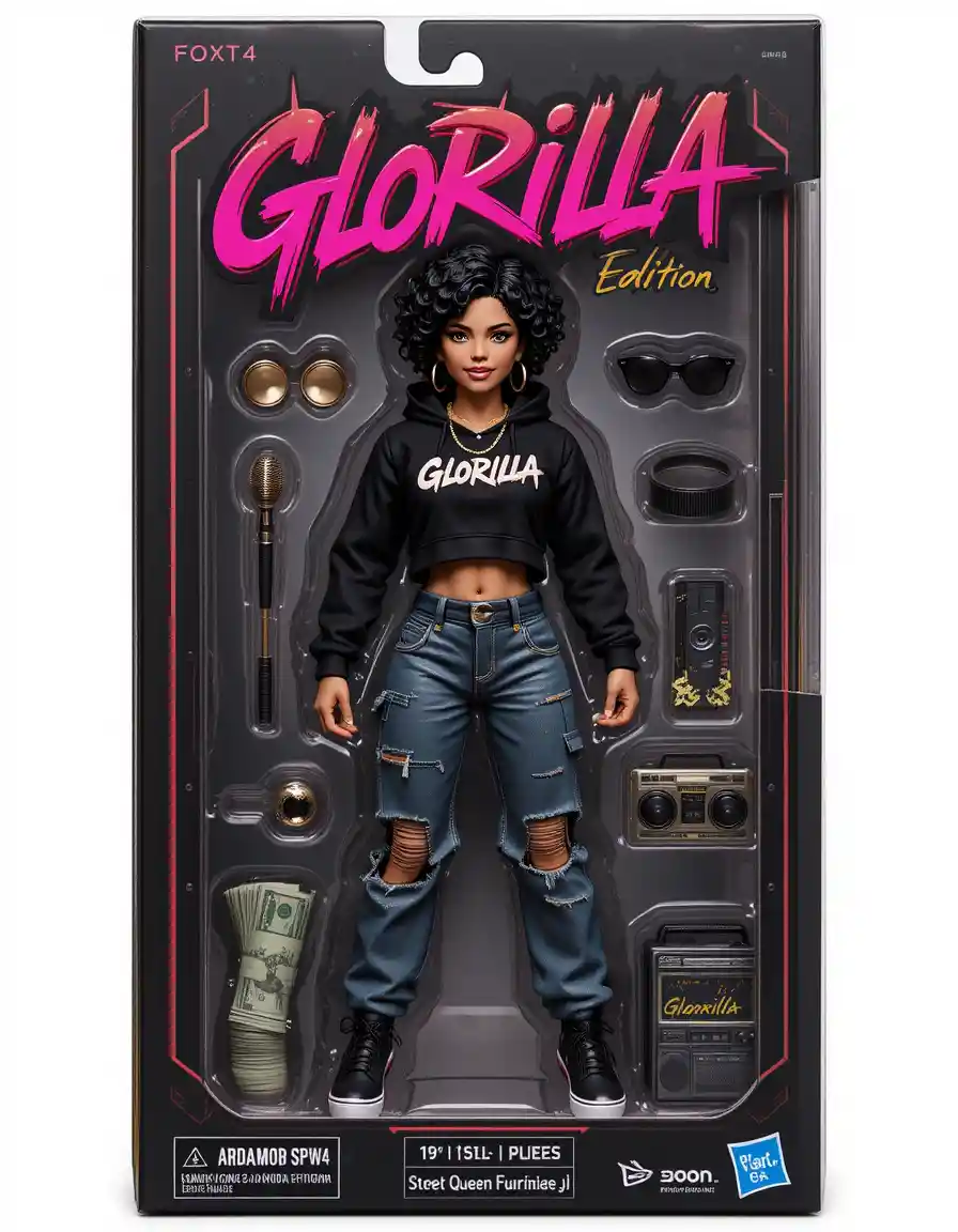 Streetwear rapper action figure in bold confident pose