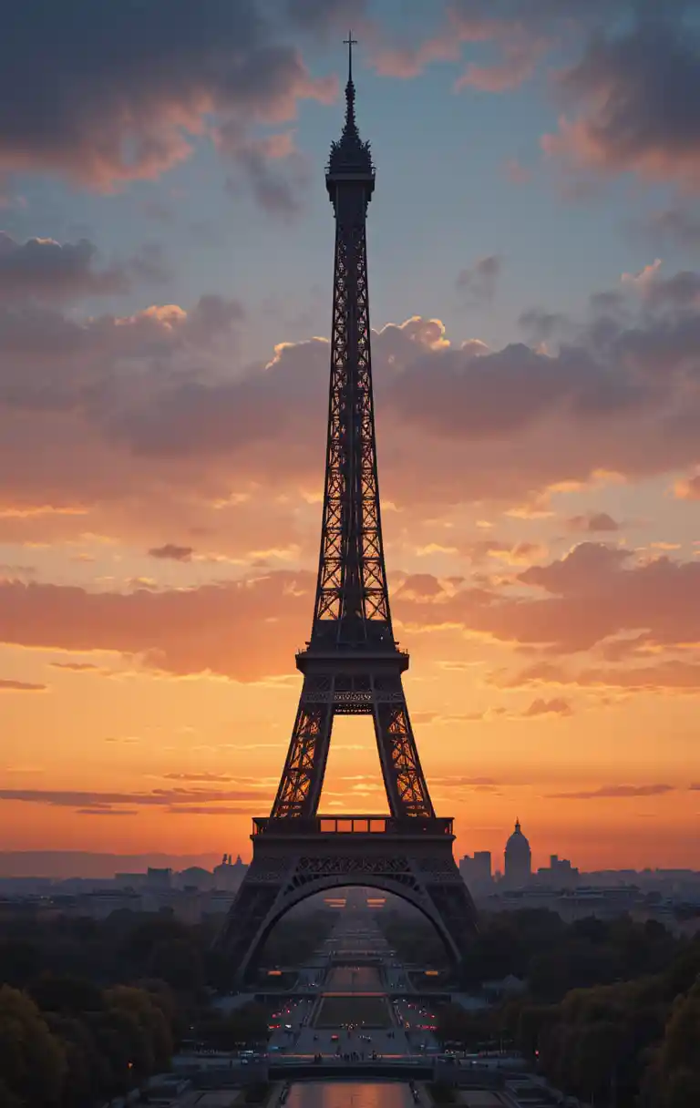 Sanftes Abendlicht über dem Eiffelturm in Paris