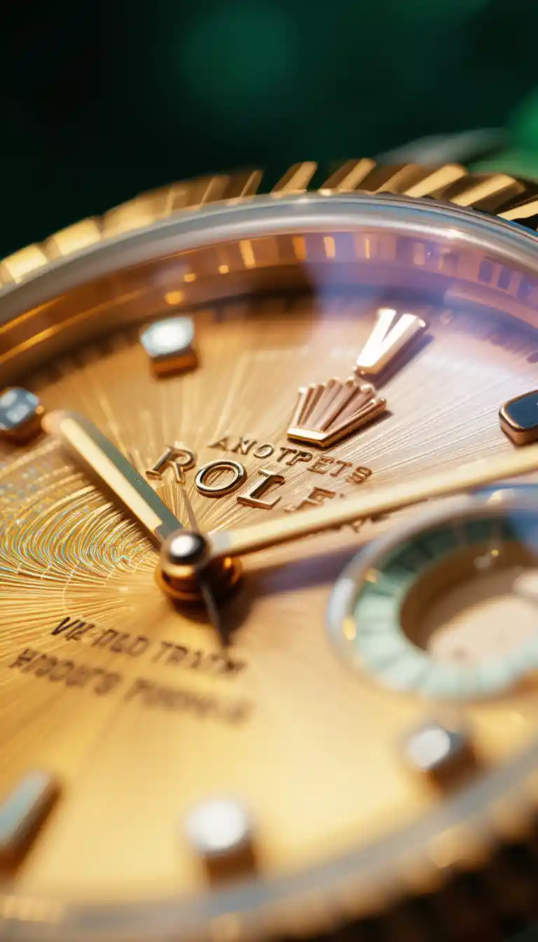Macro close up of a stylized rolex watch face