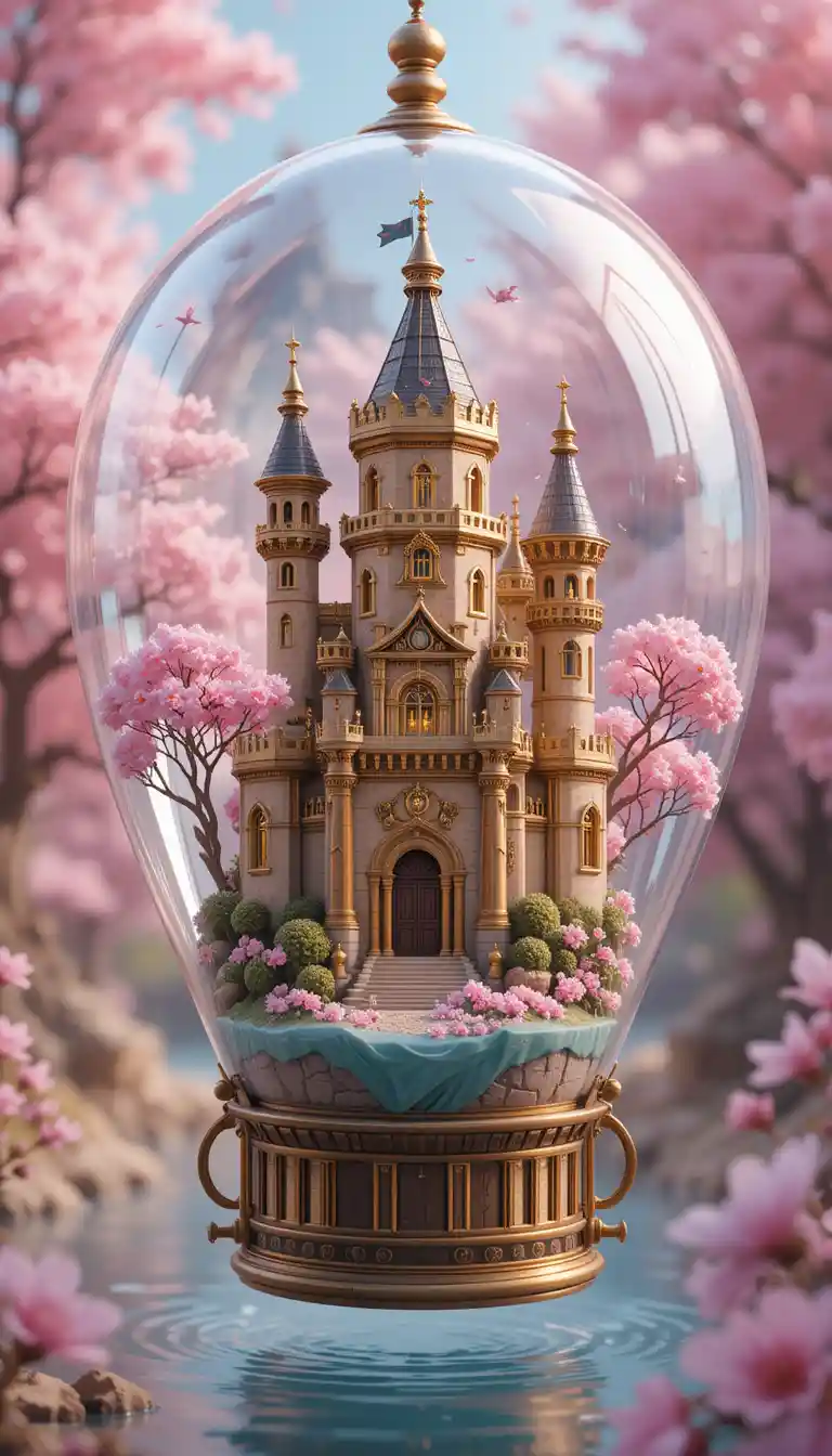 Small Egyptian style castle inside a glass balloon
