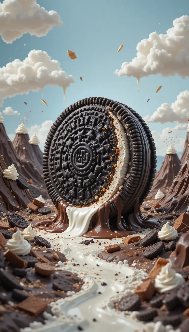 Gigantic Oreo Cookie In A Whimsical Candy Fantasy World