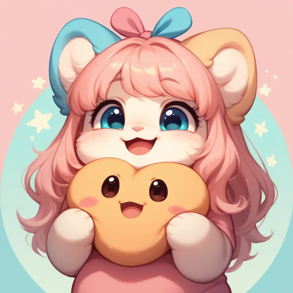 Adorable chubby cheek girl with cute pastel background