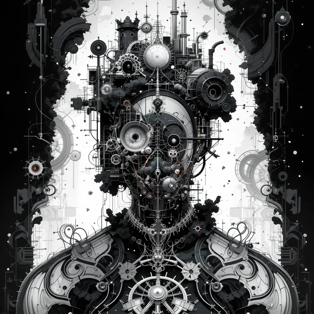 Surreal optical illusion art with abstract seamless pattern