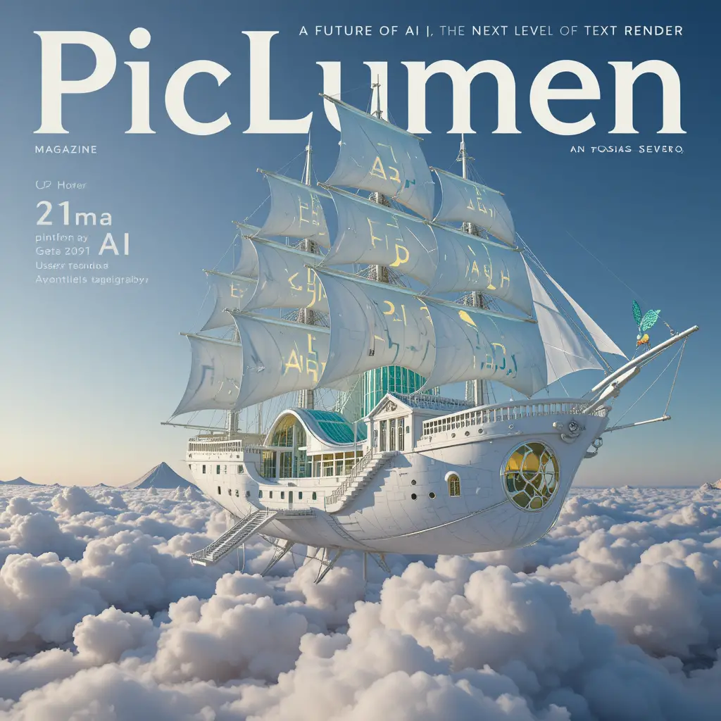 Futuristic text formed ai robot on magazine cover