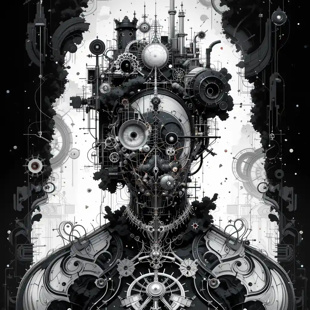Surreal optical illusion art with abstract seamless pattern