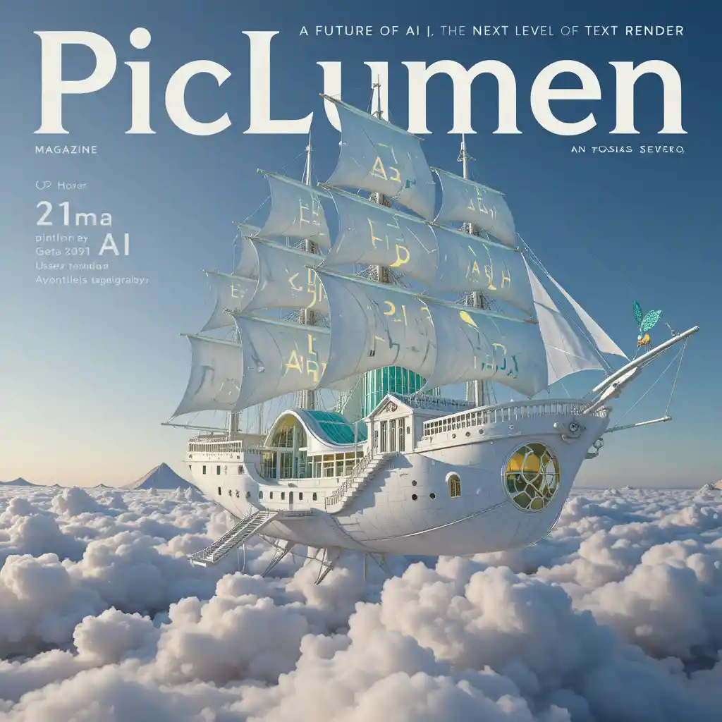 Futuristic text formed ai robot on magazine cover