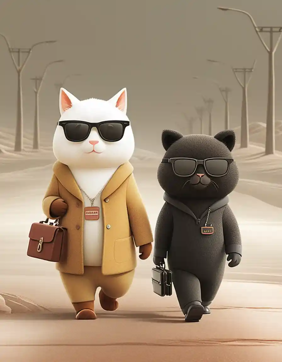 Cartoon animal in sunglasses walking on a city street