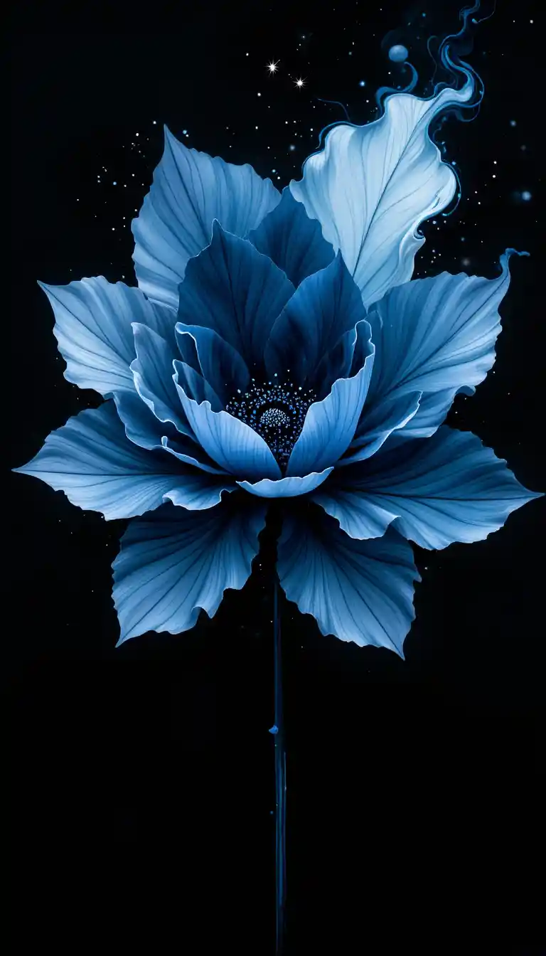 Abstract ink bloom forming like a soft liquid flower