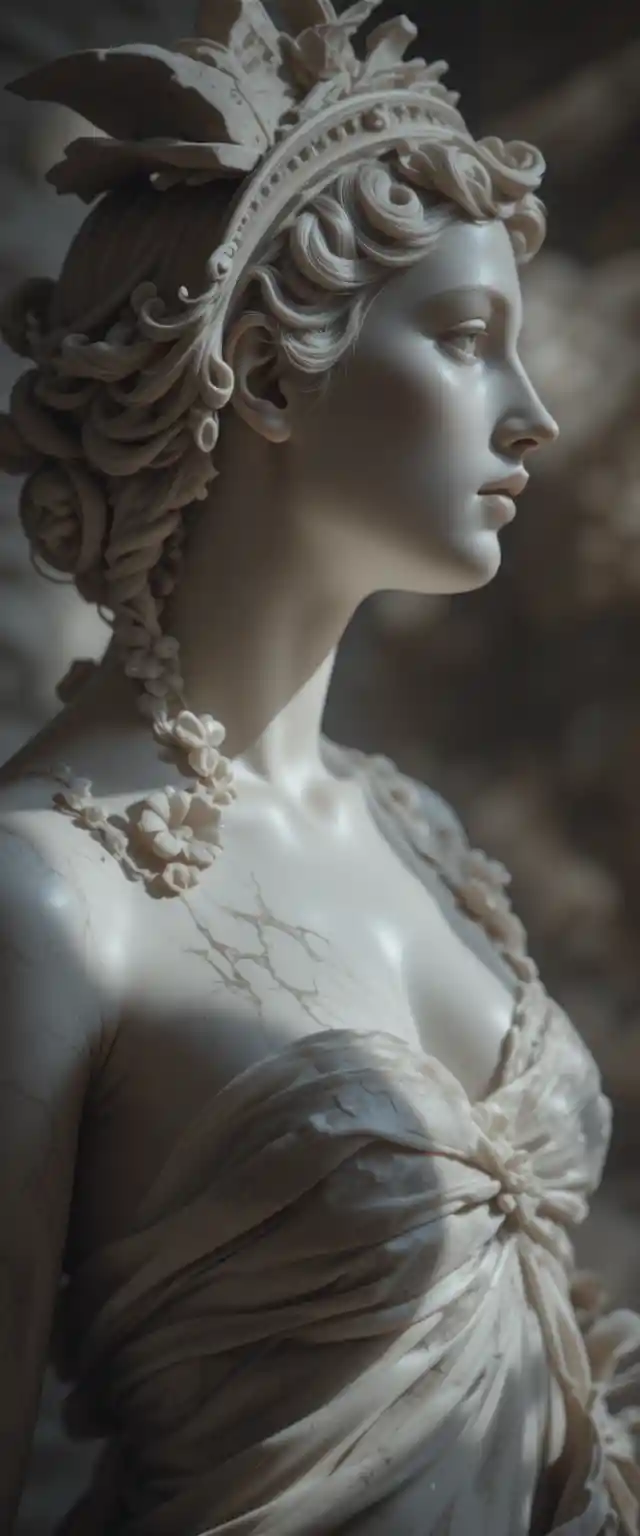 Close up portrait of a woman with classical greek profile