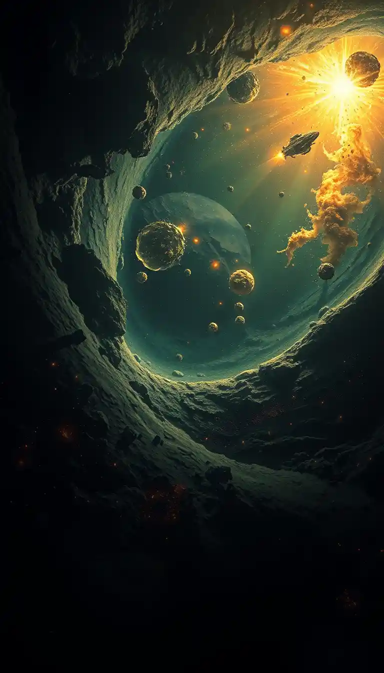 Spiral Galaxy Unfolding In Dark Post Apocalyptic Space