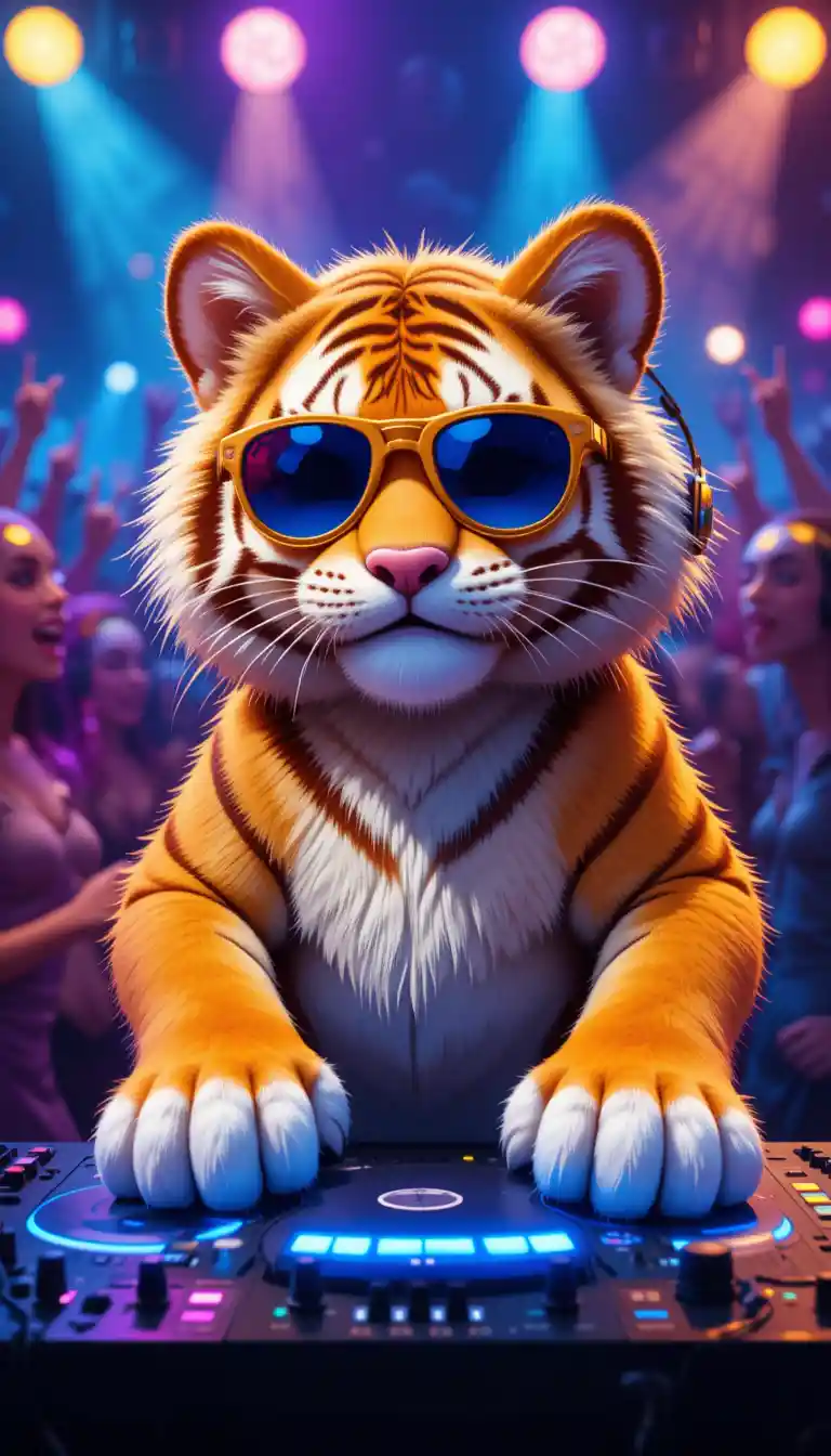 Ginger Tiger DJ Playing Music At Neon Animal Party