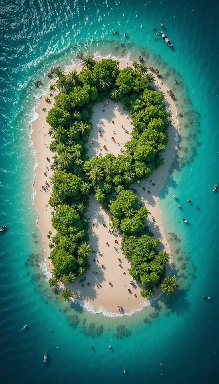 Tropical Island Shaped Like The Letter R From Above