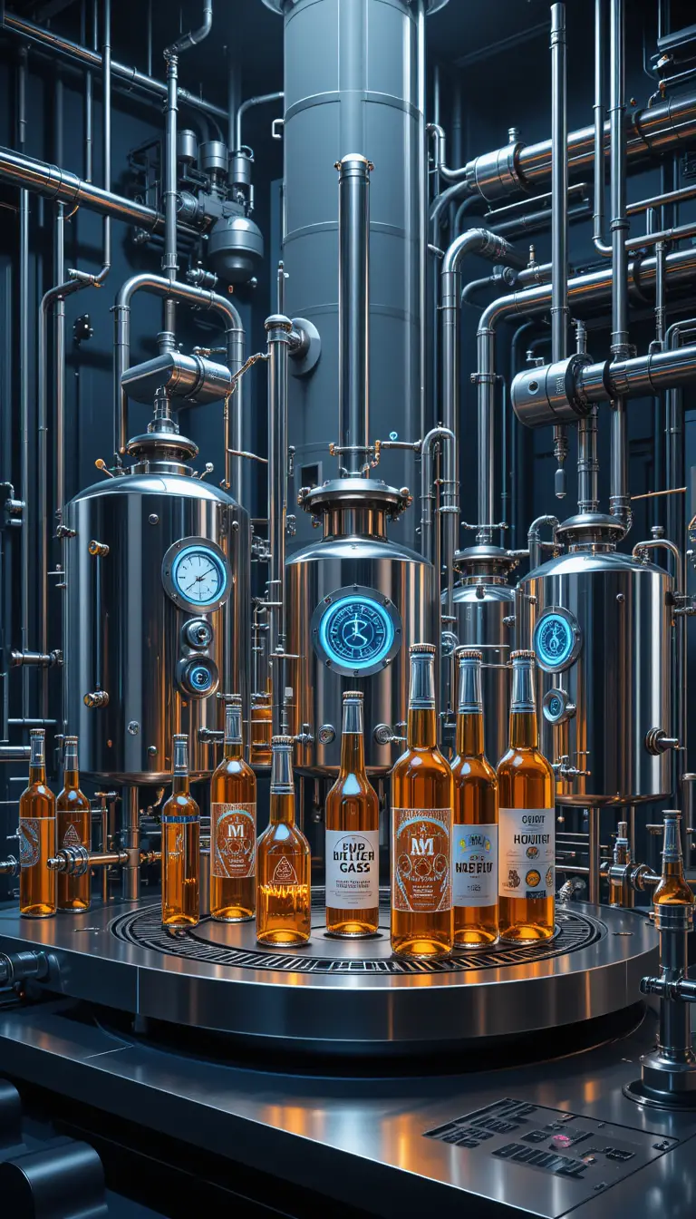 Futuristic beer brewing system with advanced industrial design
