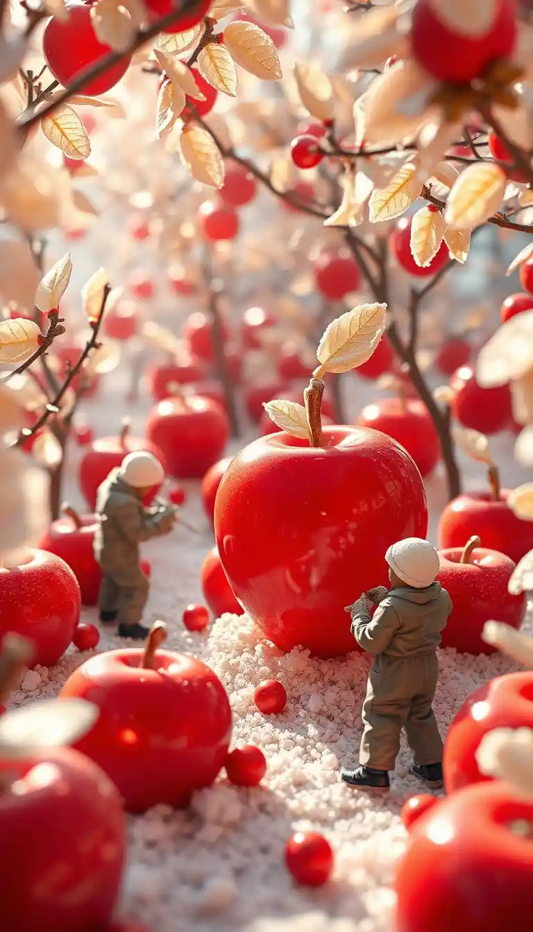 Tiny Sugar Sculptors In A Glowing Candy Apple Orchard
