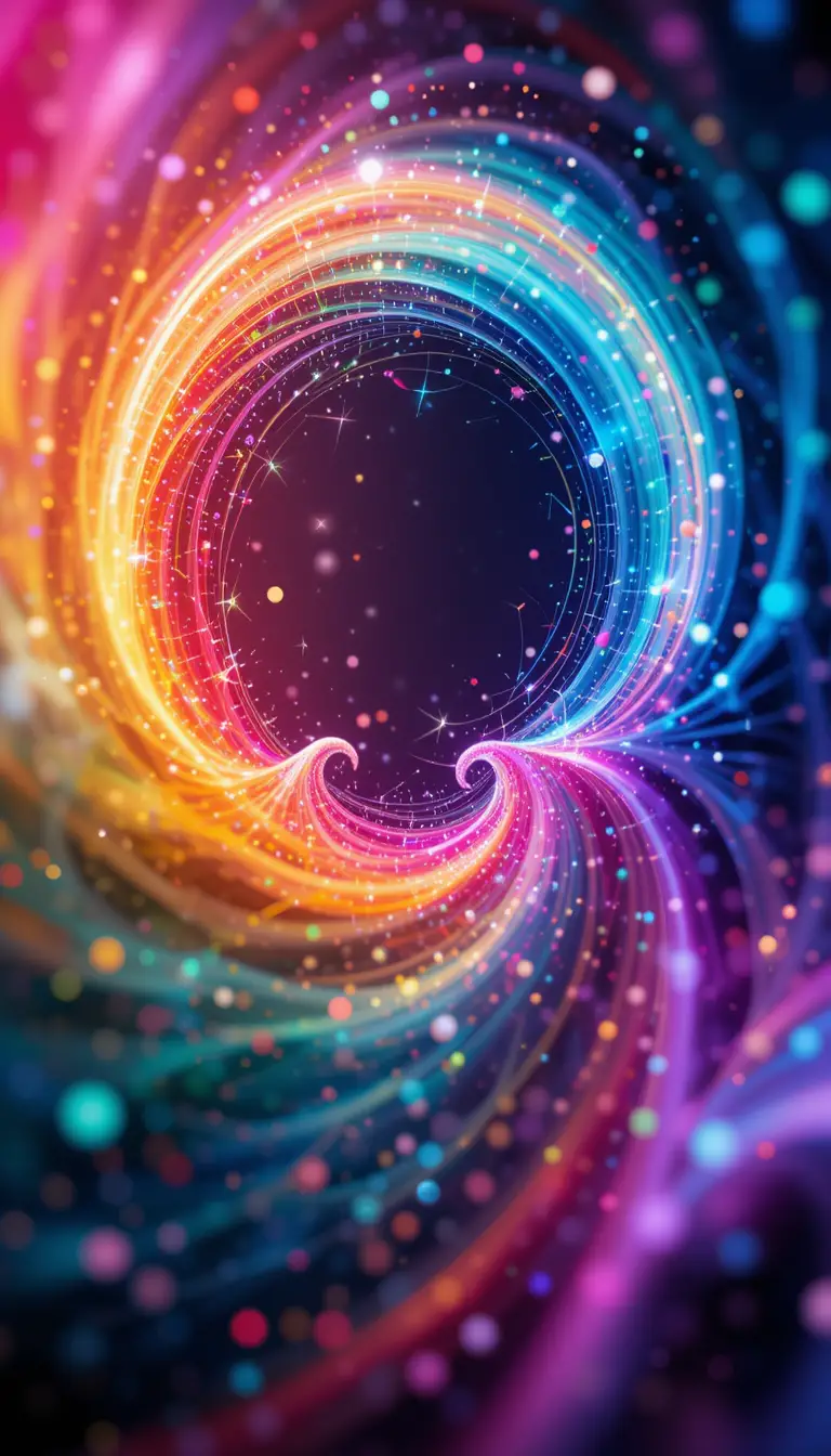 Colorful neon abstract digital waves and swirling pattern