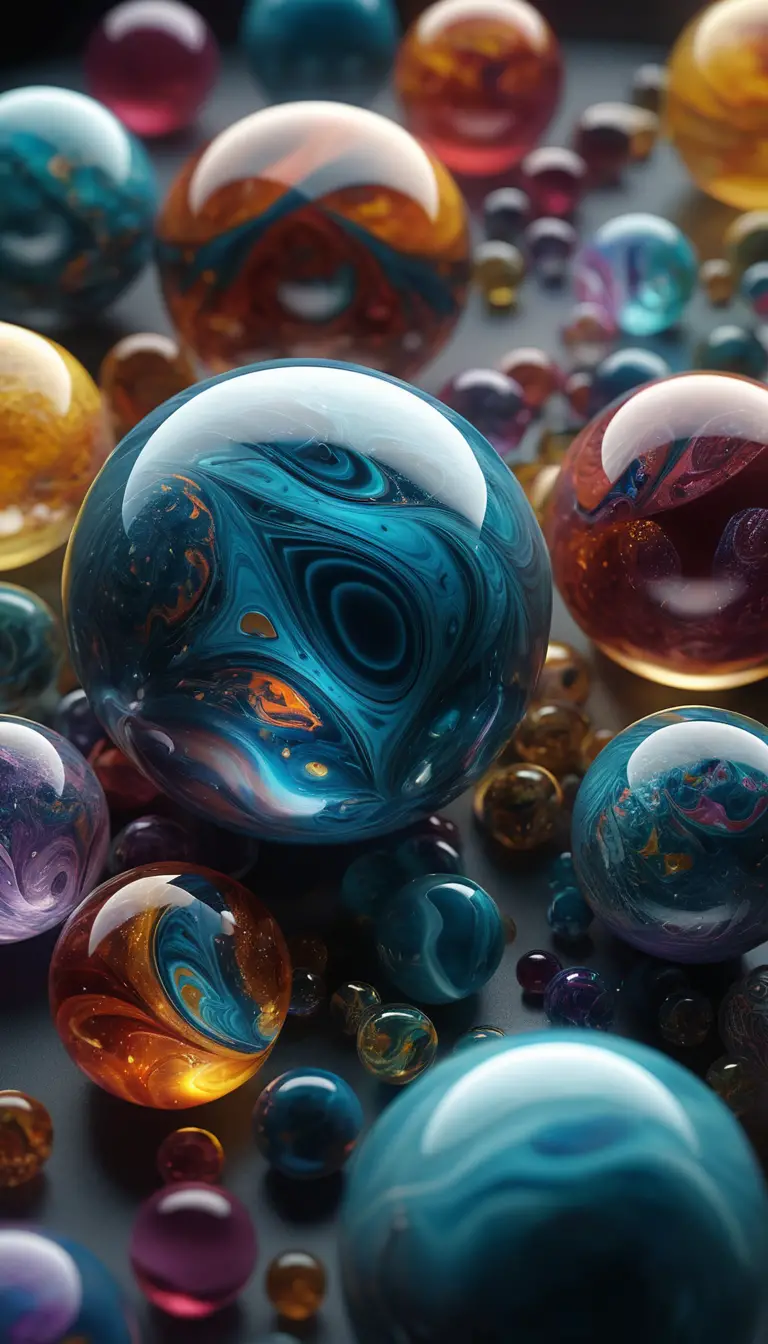 Colorful fractal marbles in a surreal abstract space