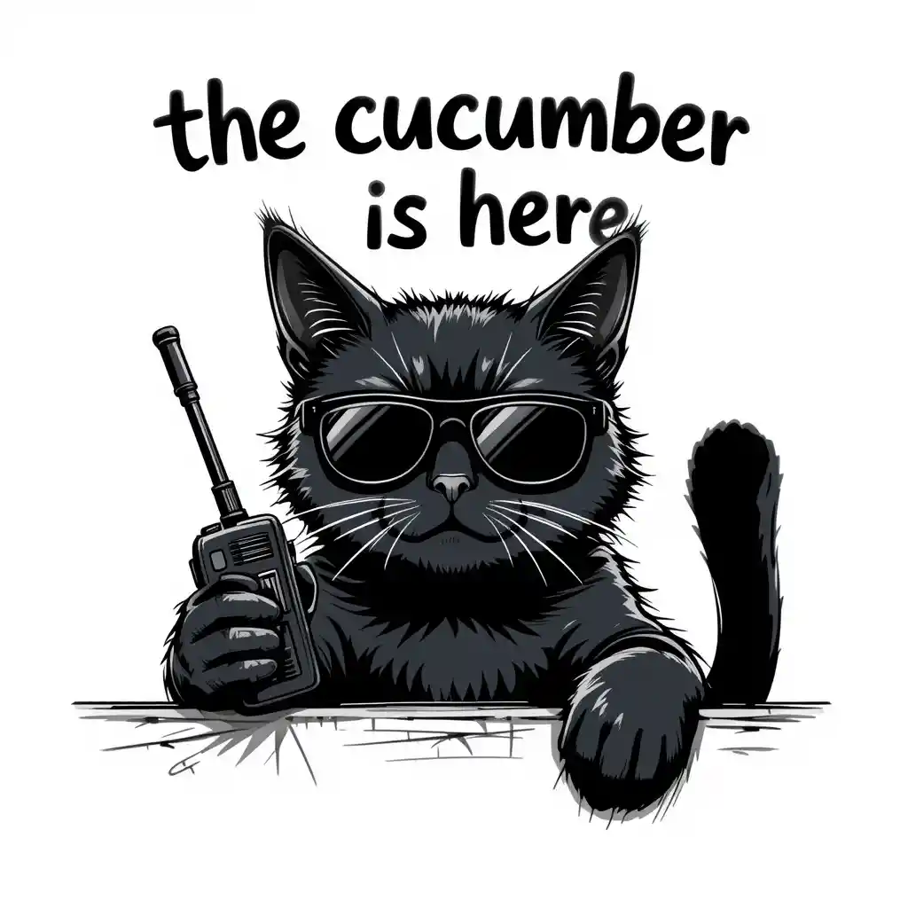 Cool spy cat with sunglasses and walkie talkie illustration