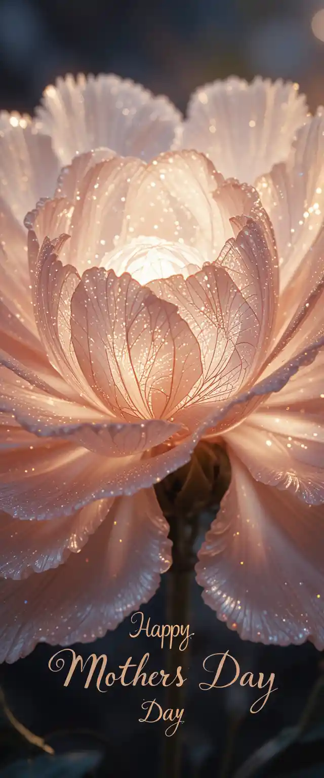 Crystal carnation with glowing mother portrait and text