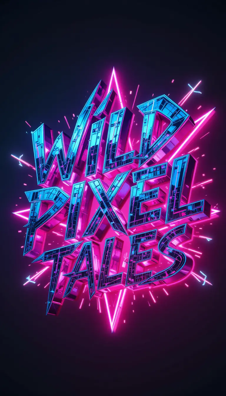 Neon 3d graffiti title with glowing cyberpunk lettering