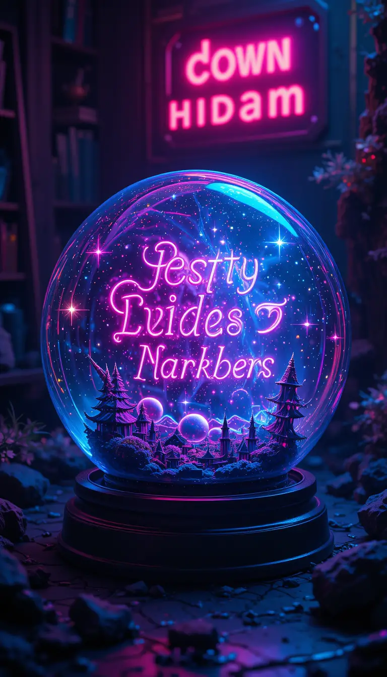 Crystal ball revealing a fairy tale world in space