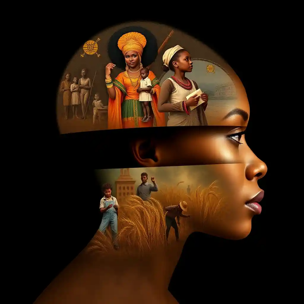 Surreal portrait of a young Black woman in profile