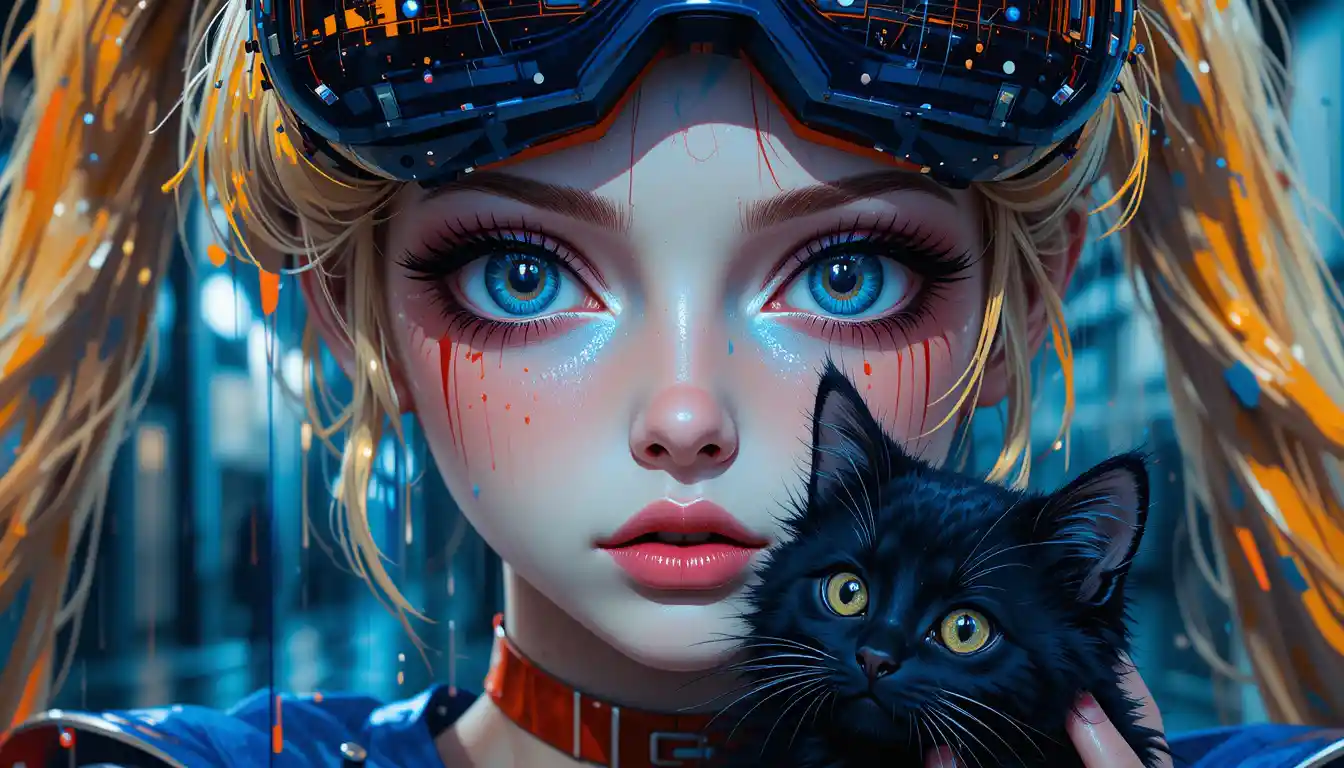 Abstract close up portrait of an anime inspired woman