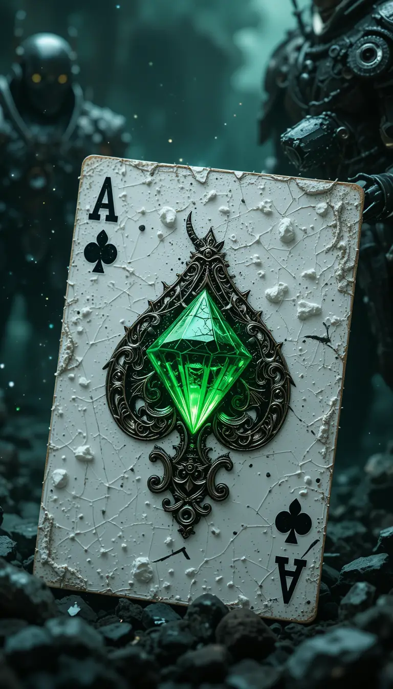 3d diamonds playing card emerging from central hole