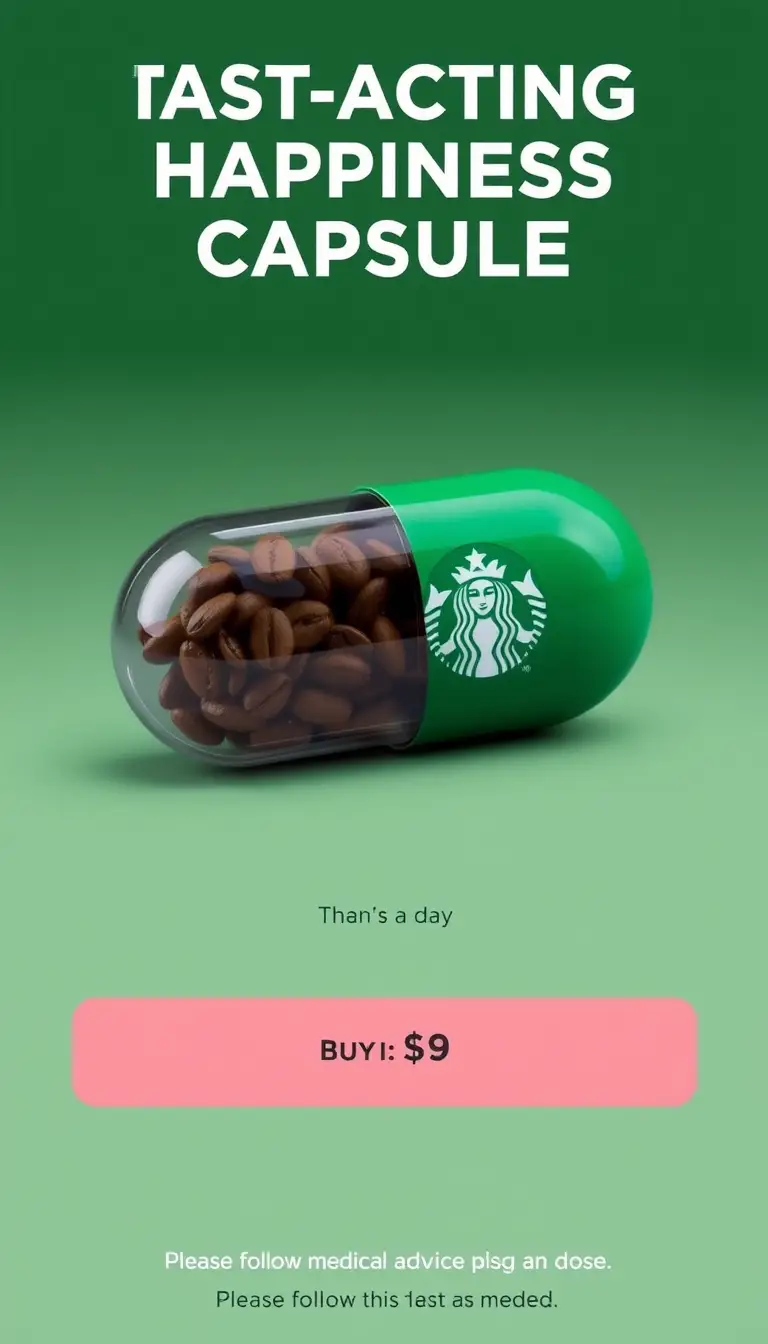 Green coffee capsule filled with beans and product text