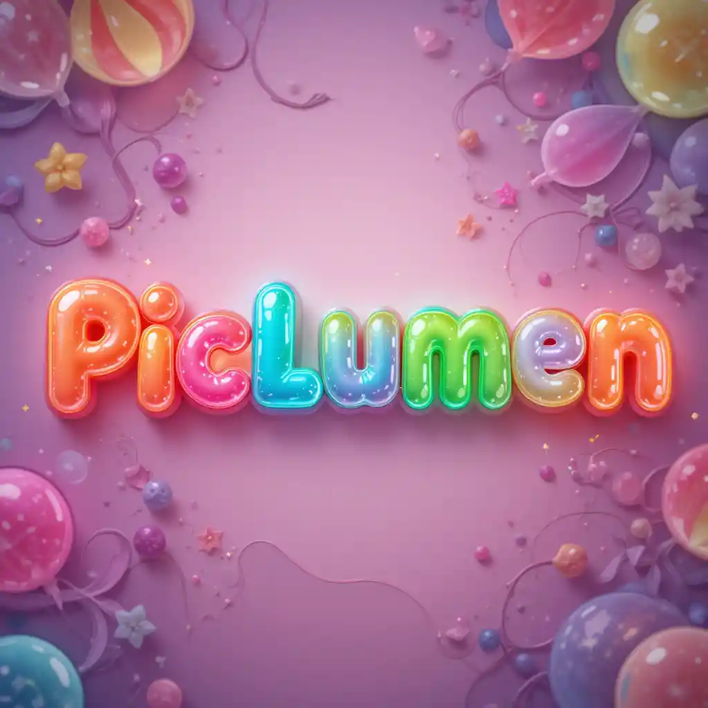 Playful 3D jelly style PicLumen logo typography