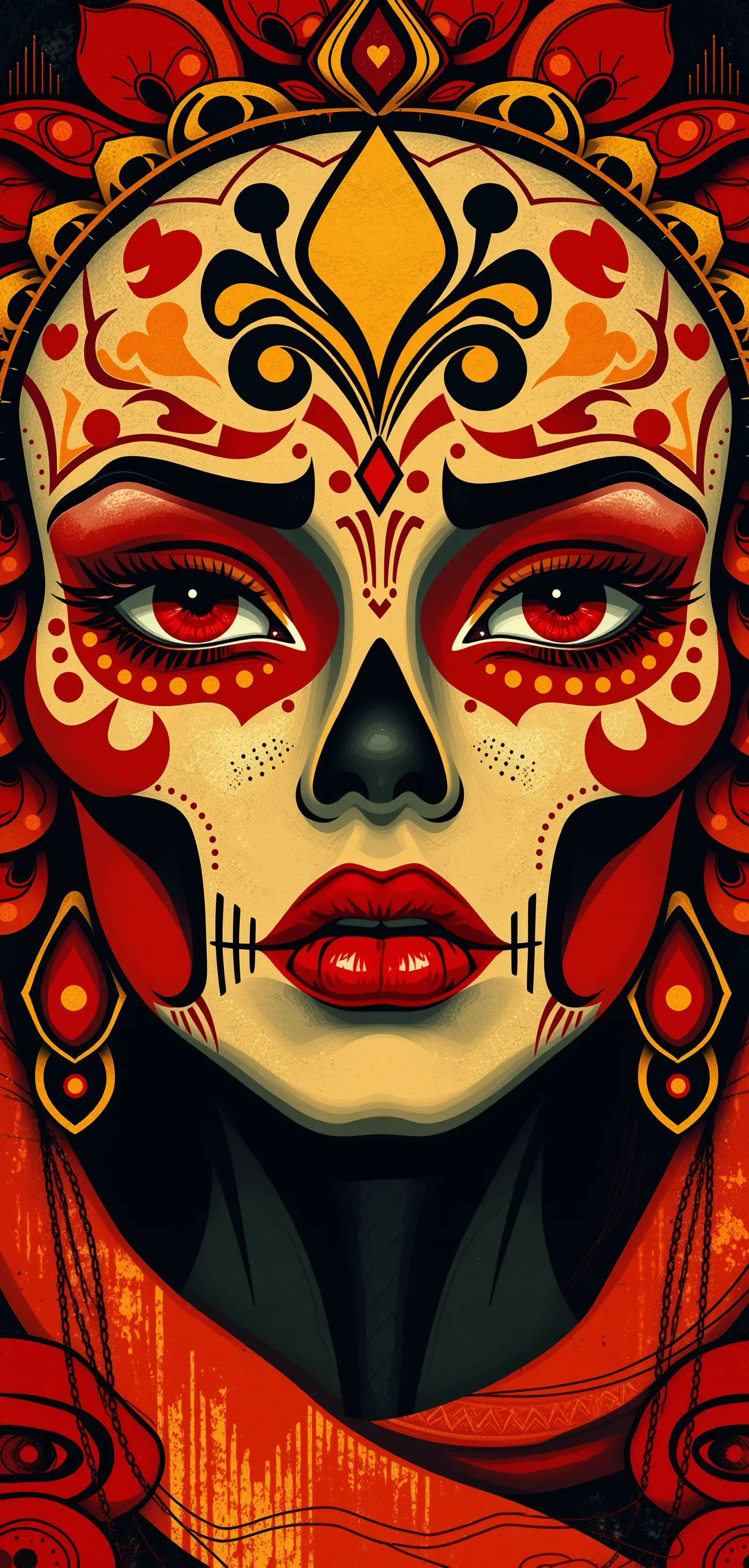 Abstract close up portrait of a mysterious voodoo woman