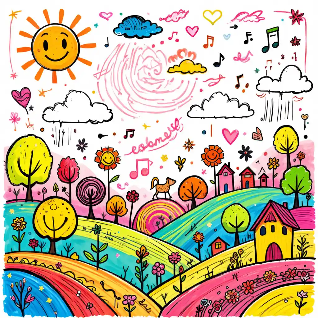 Colorful doodle cartoon background full of playful chaos