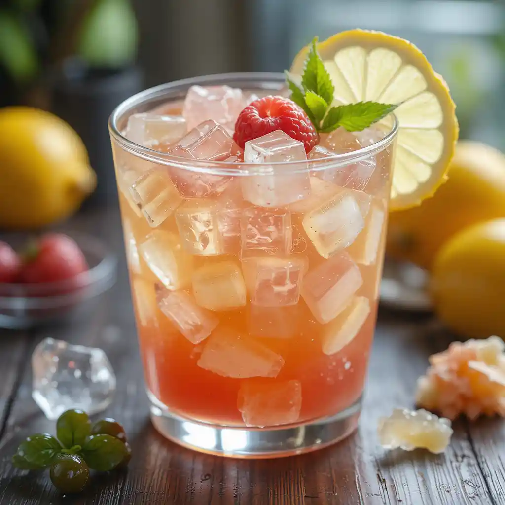 Refreshing aiyu jelly dessert with lemon and ice