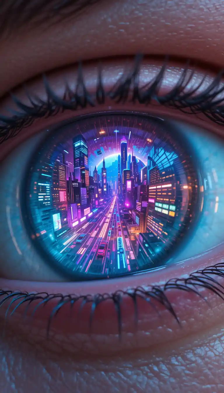 Hyper realistic close up of a turquoise human eye