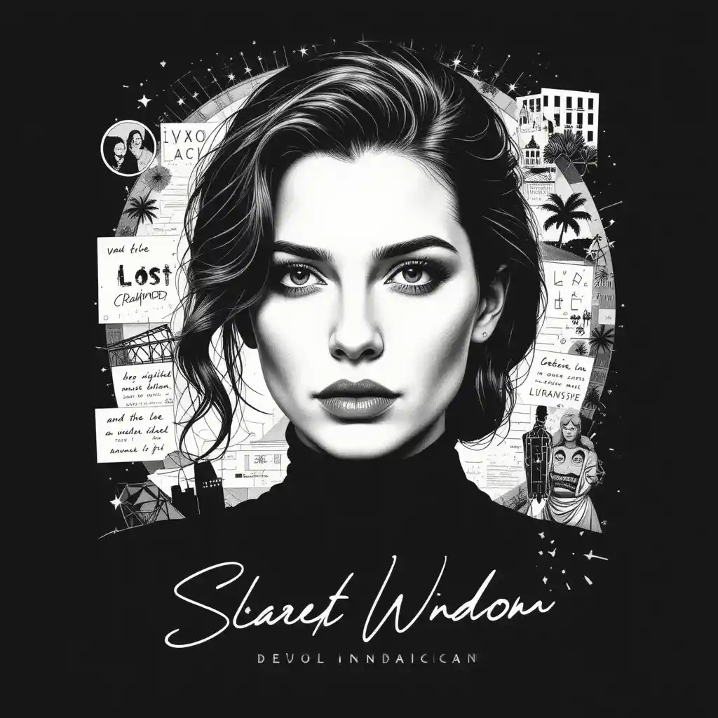 Cinematic portrait of a woman on black tshirt design