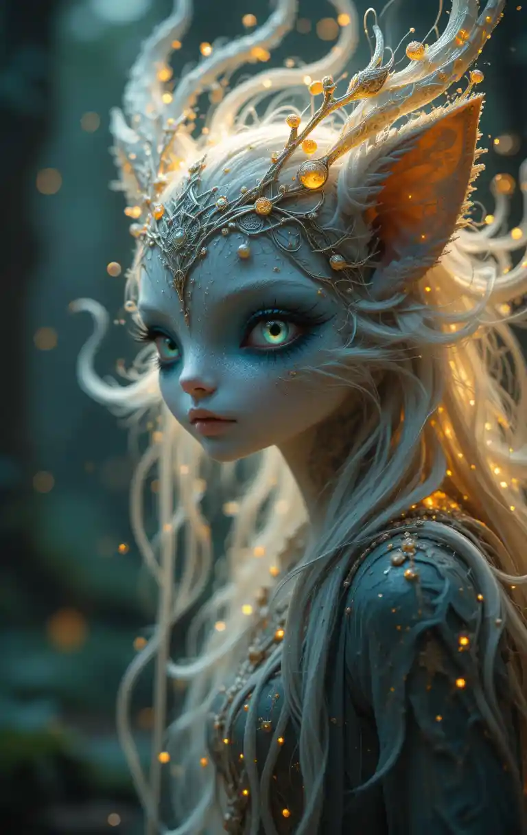 Mystical Forest Creature As A Dreamlike Close Up Portrait